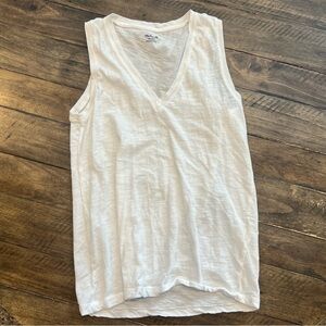 Madewell White V-Neck Tank Top